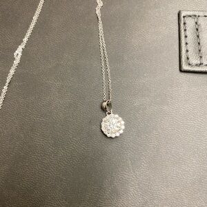 Moissanite & Silver Pendant with Halo